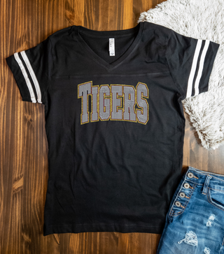 Tigers Rhinestone Black Jersey Tee