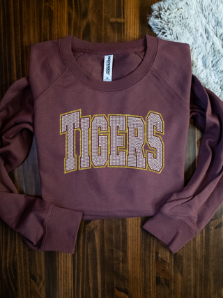 Tigers Rhinestone French Terry Crewneck Sweatshirt