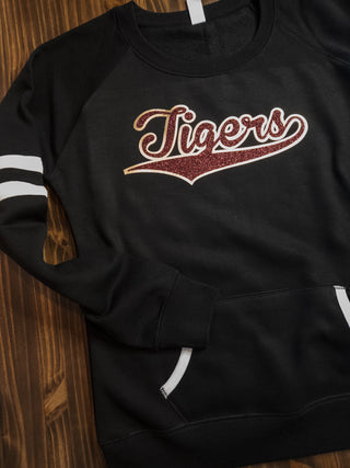 Tiger Maroon & Gold Varsity Crewneck - Ladies Fit