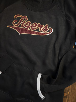 Tiger Maroon & Gold Varsity Crewneck - Ladies Fit