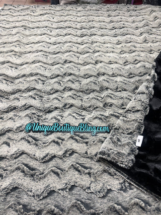 Modern Greys & Black Alpine & Black Hide Minky Blanket - READY TO SHIP SIZES