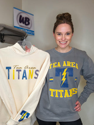 Tea Area Titans Dyed Fleece Crewneck Sweatshirt