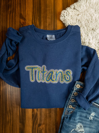 Titans Rhinestone Dyed Crewneck Sweatshirt
