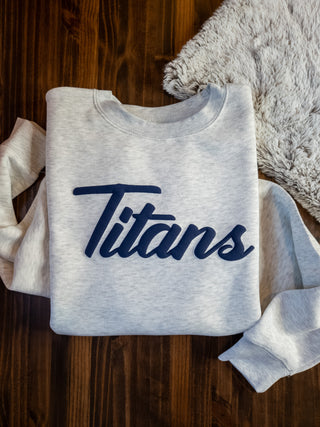 Titans Puff Oatmeal Plush Crewneck Sweatshirt