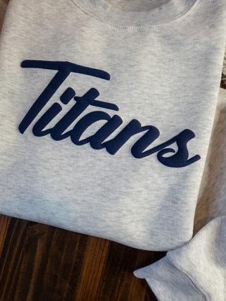Titans Puff Oatmeal Plush Crewneck Sweatshirt