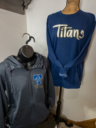 Titans Rhinestone Dyed Navy Crewneck Sweatshirt