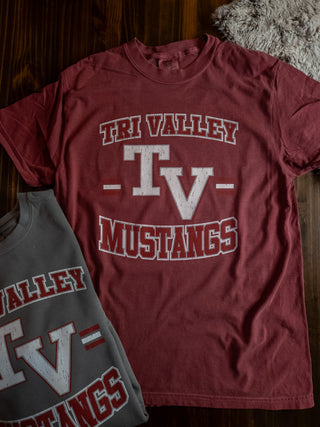 Tri Valley Mustangs Dyed Gray Crewneck Sweatshirt