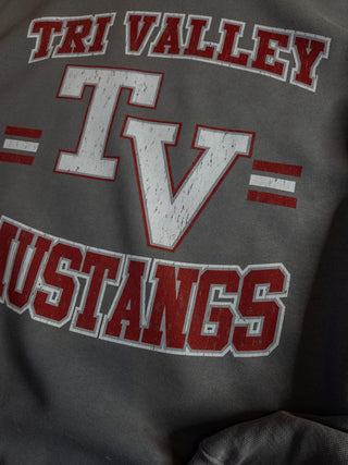 Tri Valley Mustangs Dyed Gray Crewneck Sweatshirt