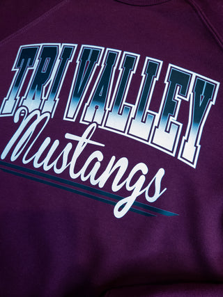 Tri-Valley Mustangs Maroon Sponge Fleece Crewneck Sweatshirt