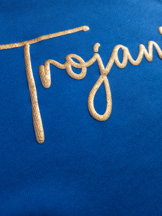 Trojans Gold Puff Print Blue Crewneck Sweatshirt