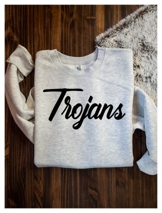 Trojans Black Puff Oatmeal Plush Crewneck Sweatshirt