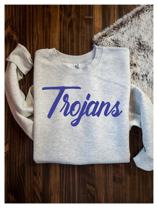 Trojans Blue Puff Oatmeal Plush Crewneck Sweatshirt