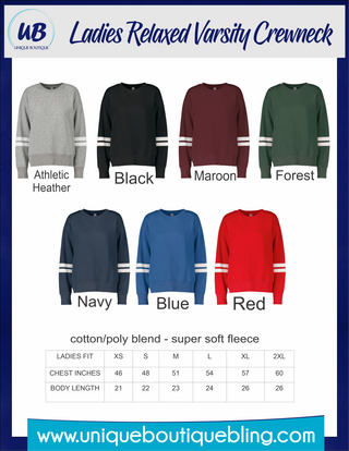 Cavaliers Rhinestone Forest Ladies Relaxed Varsity Crewneck
