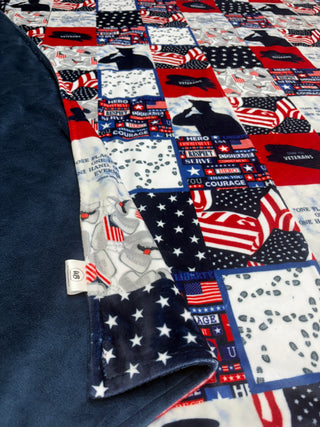 Veteran's Minky Blanket w/Navy Minky * Ready To Ship