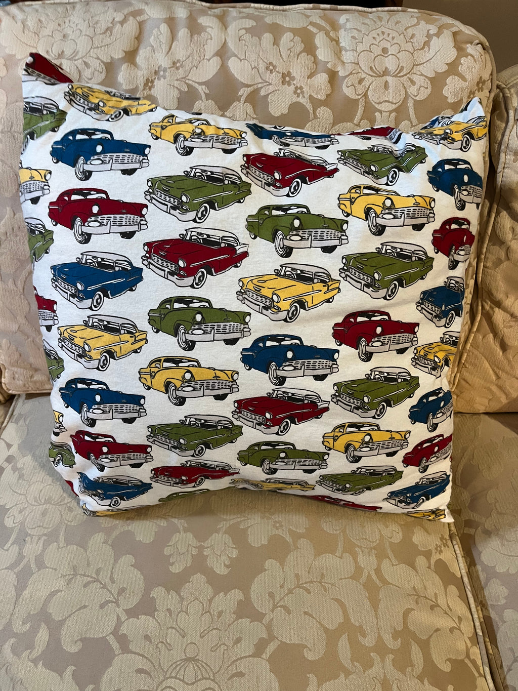Classic Cars Flannel Pillow Cover 18"