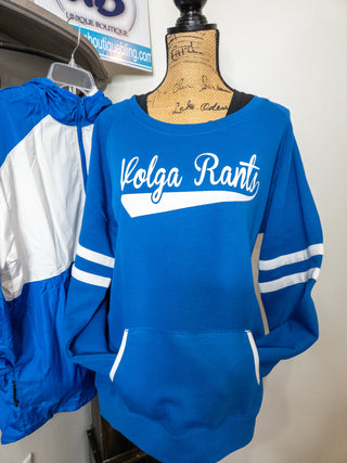 Volga Rants Baseball Blue Varsity Crewneck - Ladies Fit