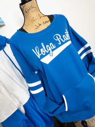 Volga Rants Baseball Blue Varsity Crewneck - Ladies Fit