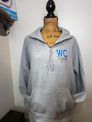 WC Trojans Heather Gray Half Zip Pullover - Ladies Fit