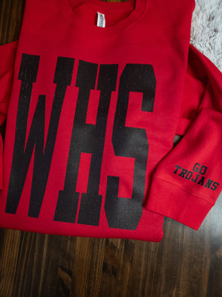 WHS Go Trojans! Red Classic Crewneck Sweatshirt