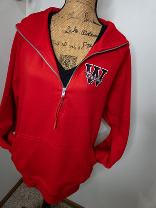 W Trojans Red Half Zip Pullover - Ladies Fit
