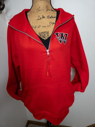 W Trojans Red Half Zip Pullover - Ladies Fit