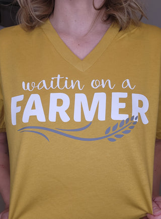 Waiting On A Farmer V-Neck Graphic Tee