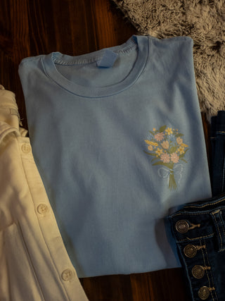 What A Friend We Have In Jesus Soft Wash Denim Blue Cotton Tee
