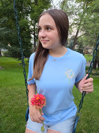 What A Friend We Have In Jesus Soft Wash Denim Blue Cotton Tee