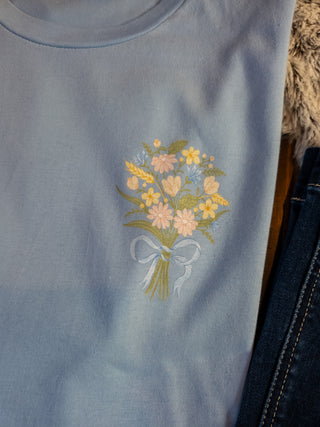 What A Friend We Have In Jesus Soft Wash Denim Blue Cotton Tee