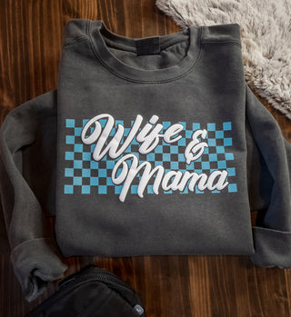 Wife & Mama Checkered on Dyed Pepper - More Options