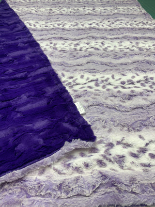 Purple Wild Lynx Minky Blanket * Choose Backing & Size