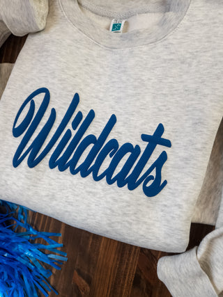 Wildcats Puff Oatmeal Plush Crewneck Sweatshirt