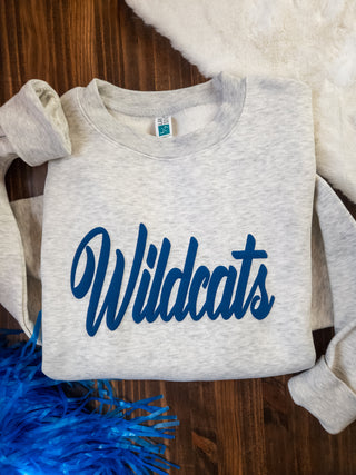 Wildcats Puff Oatmeal Plush Crewneck Sweatshirt