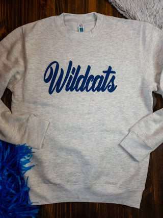 Wildcats Puff Oatmeal Plush Crewneck Sweatshirt