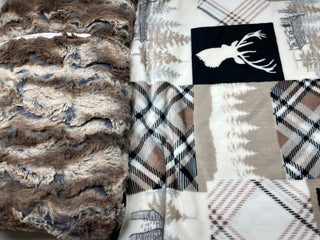 Driftwood Brown Wild Rabbit Minky w/Wildlife Lodge Blanket **Choose Size Baby-Comforter Pillow Covers