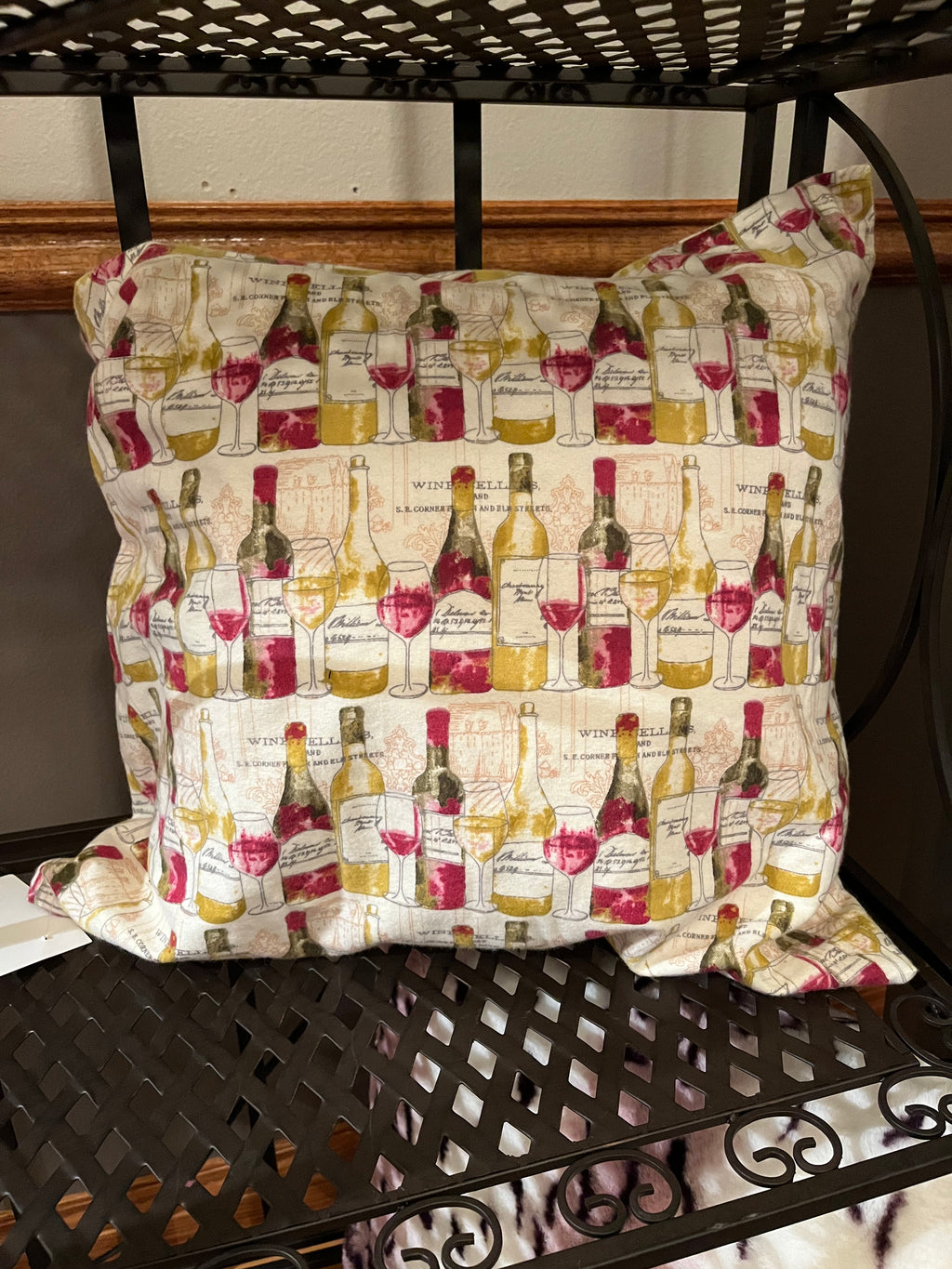 Wine Bottles Flannel Pillow Cover 18"