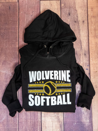 Wolverine Softball Classic Rhinestone Hoodie