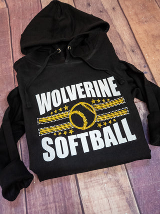Wolverine Softball Classic Rhinestone Hoodie