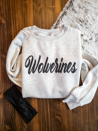 Wolverines Black Puff Oatmeal Plush Crewneck Sweatshirt