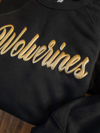 Wolverines Metallic Puff Sponge Fleece Crewneck Sweatshirt