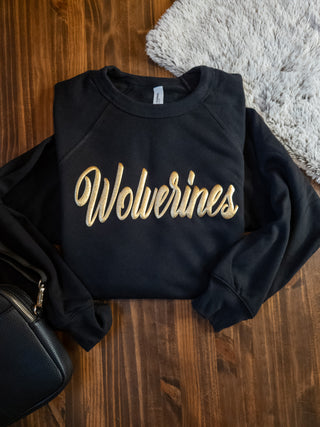 Wolverines Metallic Puff Sponge Fleece Crewneck Sweatshirt