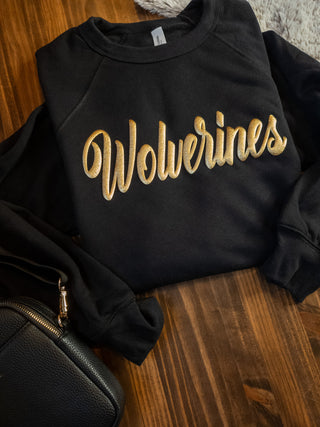 Wolverines Metallic Puff Sponge Fleece Crewneck Sweatshirt