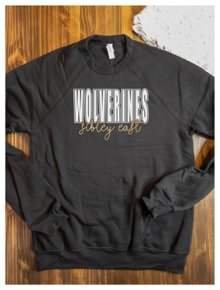 Wolverines Sibley East Black Sponge Fleece Crewneck Sweatshirt