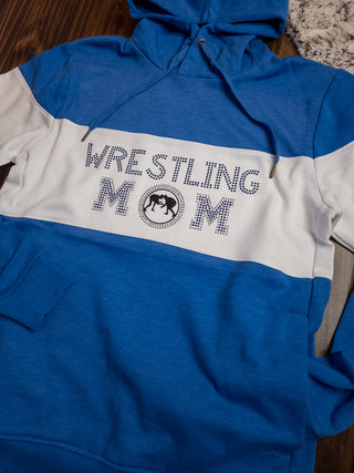 Wrestling Mom Rhinestone Blue League Hoodie