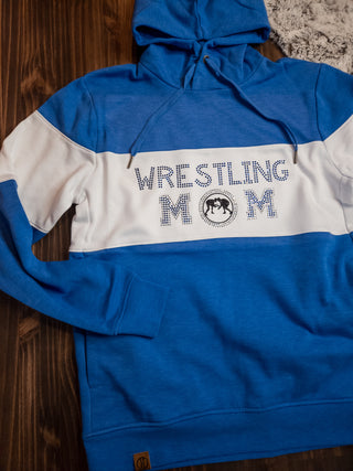 Wrestling Mom Rhinestone Blue League Hoodie