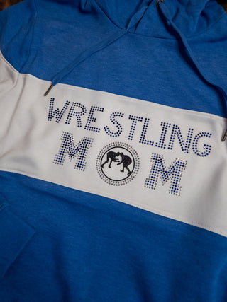 Wrestling Mom Rhinestone Blue League Hoodie