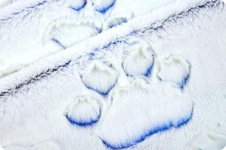 Nautical Blue Prism Paw Print Blanket w/ Blue Paw Print Embossed Minky-Choose Size