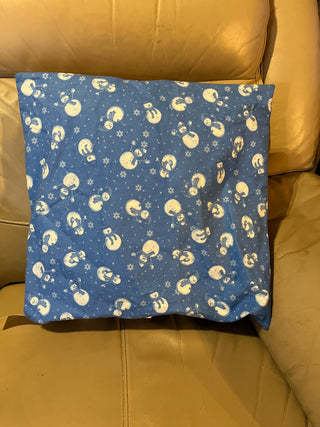Snowman & Snowflakes Flannel Pillow Cover 18"