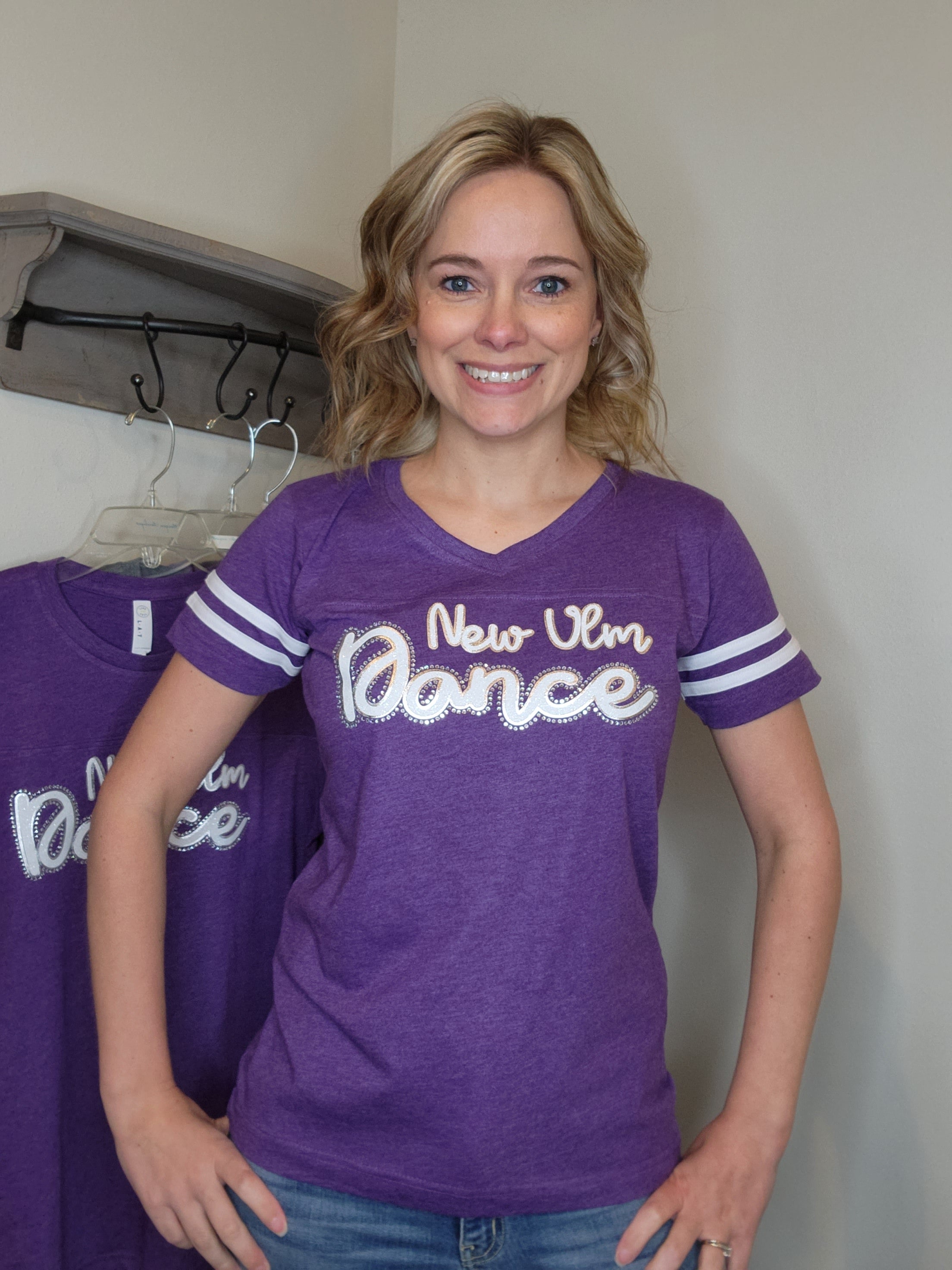 New Ulm Dance Rhinestone Purple Jersey Tee – Unique Boutique