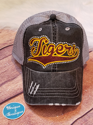 Tigers Rhinestone Trucker Hat - More Color Options